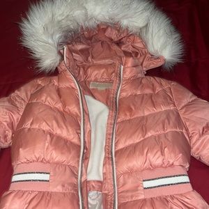 Girls Micheal Kors Pink and White winter jacket Size 10/12 … Only worn once